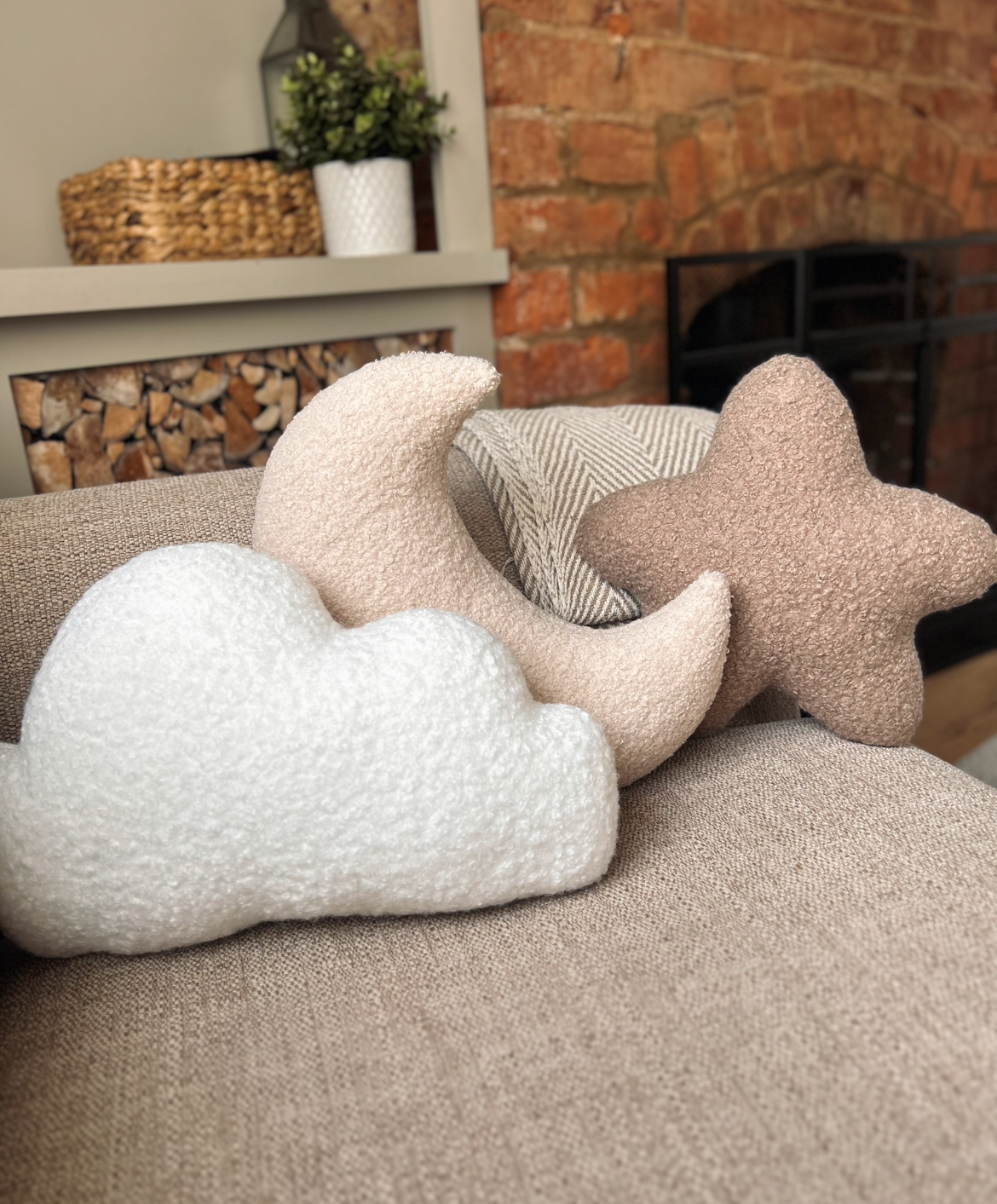 Boucle Moon, Star & Cloud Pillow Trio