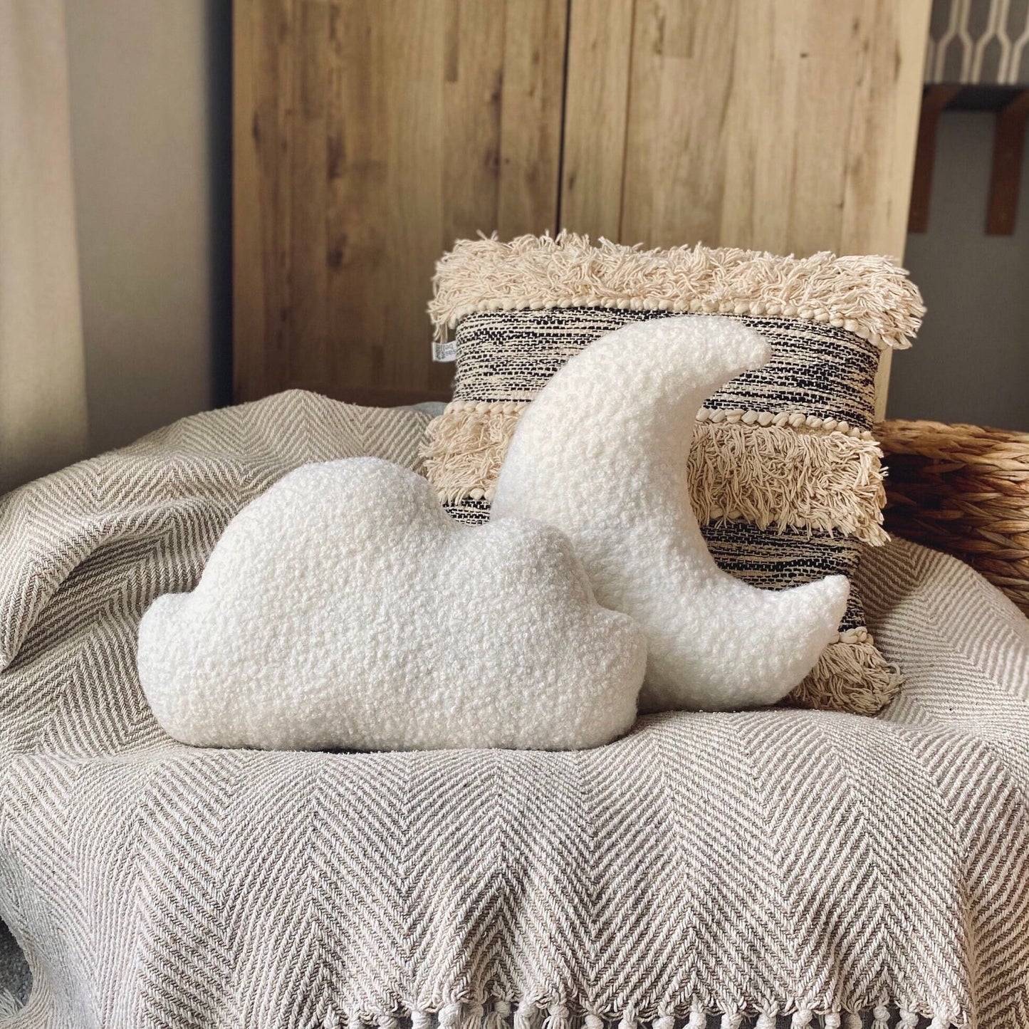 Boucle Moon, Star & Cloud Pillow Trio