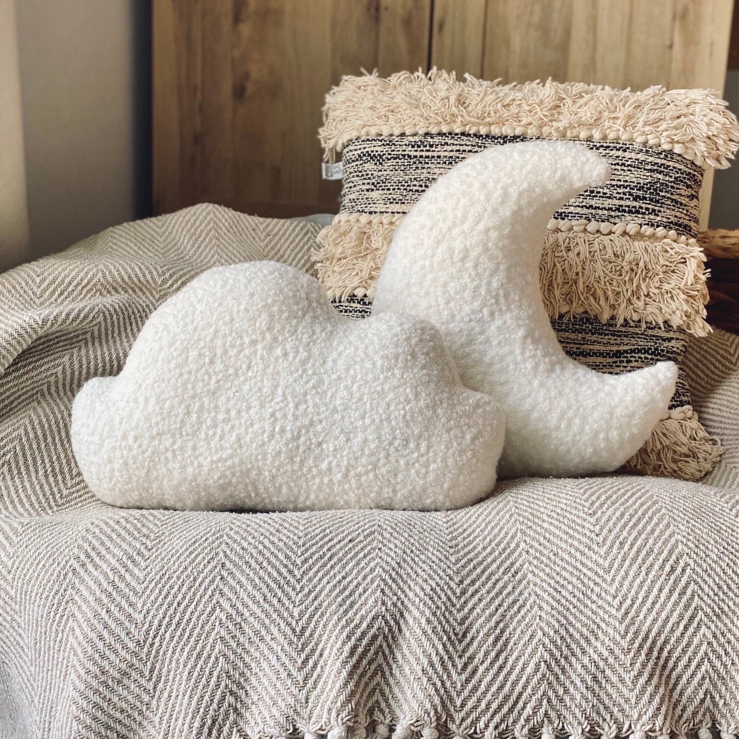 Boucle Moon & Cloud Pillow Set
